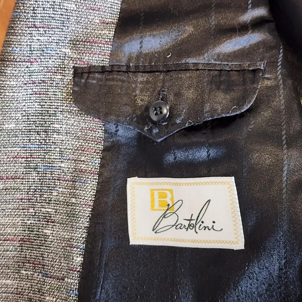 Bartolini Blazer Sport Coat 46R Wool Silk Tweed Gray Multi Office Wedding Casual